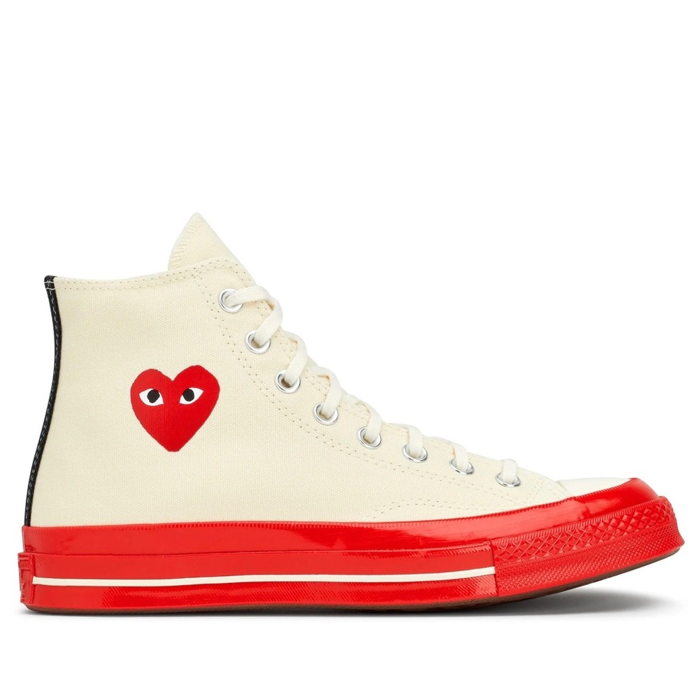 Converse Cream and Red High-Top Sneakers
